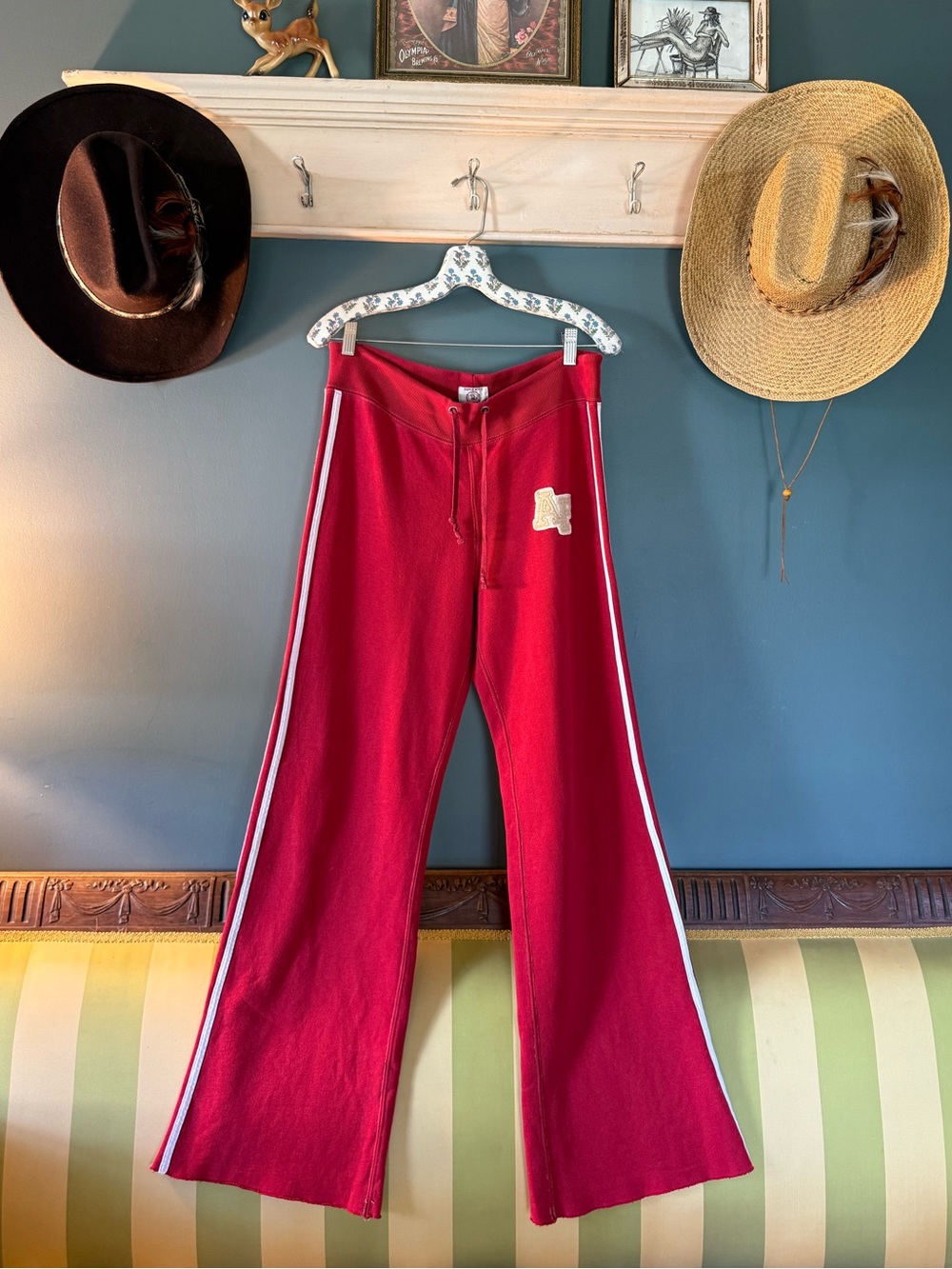 Very RARE Vintage Y2K Abercrombie and Fitch flared Sweatpants Leg Stripe large